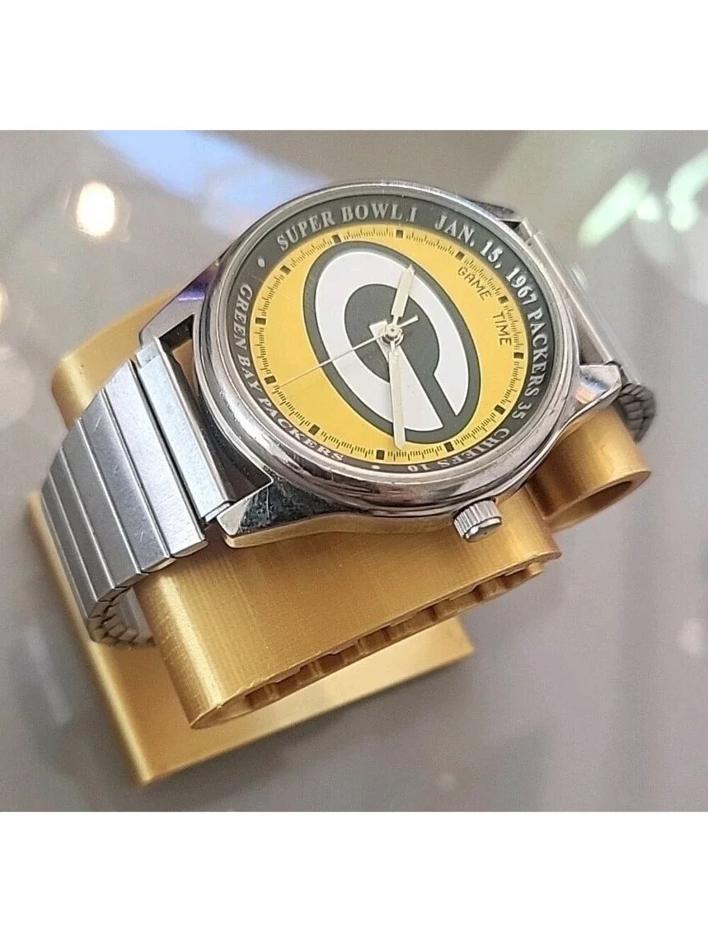 Game Time NFL Green Bay Packers Stainless Steel Watch Excellent Cond. Working
